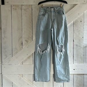 Wild Fable Light Blue Distressed Straight Leg Jeans
